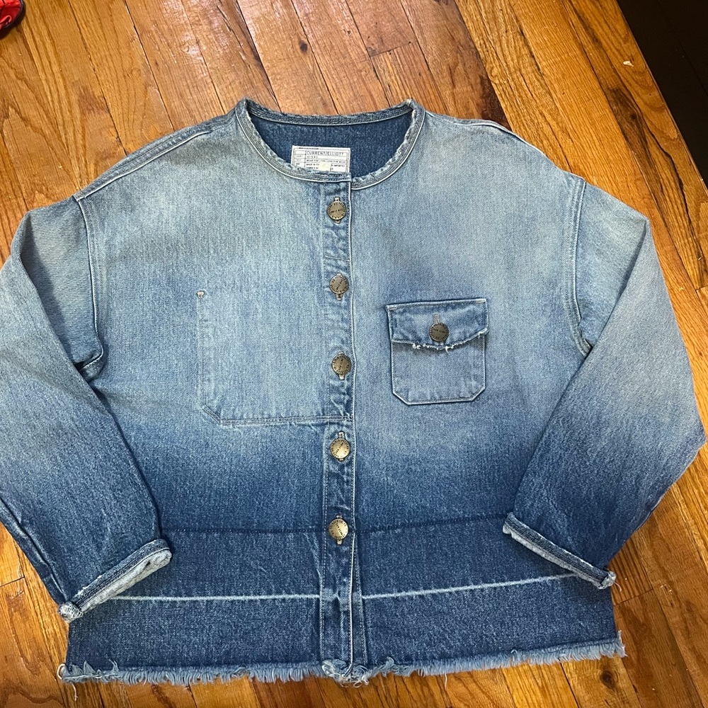 CURRENT /ELLIOT. INDIGO OMBRE w/ Wide Released Hem JACKET. Size: 1 (small)
